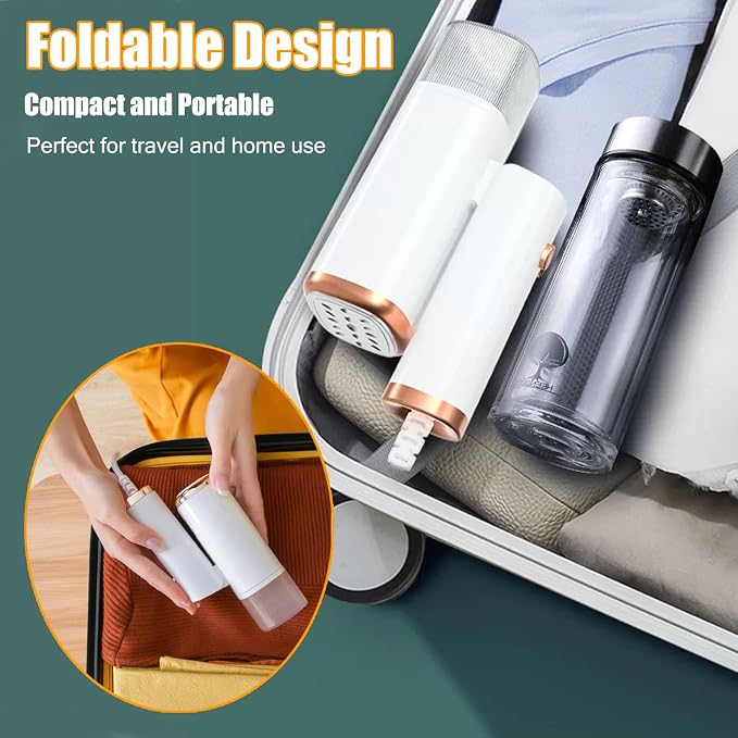 Handheld Steamer for Clothes, 1000W Foldable Portable Garment Steamer with 120ml Detachable Tank and Brush, Quick Heat Travel Steam Iron for Home and Trip