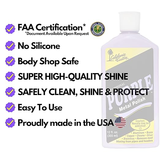CALIFORNIA CUSTOM Products – The Original Purple Metal Polish, No Silicone, Body Shop Safe, Great for Aluminum, Brass, Copper, Chrome, Silver, Stainless and Gold, Made in The USA (3)