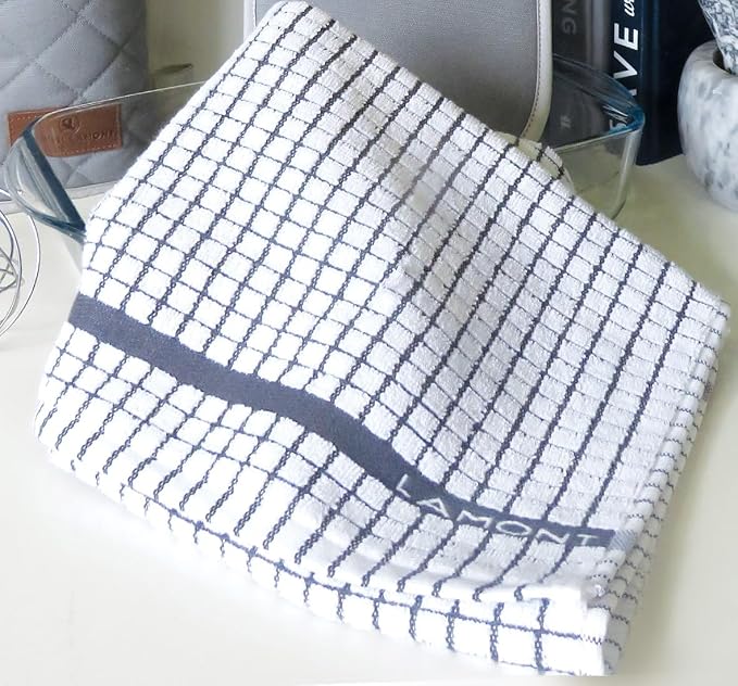 Samuel Lamont Poli Dri Tea Towels - Set of 3 100% Cotton 27.5 x 19 Inch (Grey)