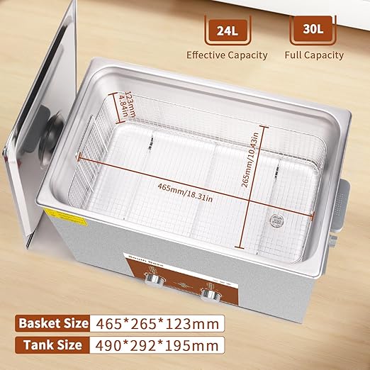 SOUTH BASE Ultrasonic Cleaner,30L 600W Stainless Steel Sonic Cleaner with Cleaning Basket,Timer&Heater,Encoded Ultrasonic Cleaning Machine for Gun,Motorcycle Engine,Carburetor Parts,Chain