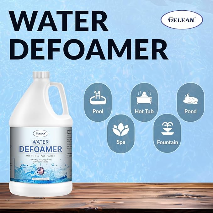 Hot Tub Defoamer - Pool, Fountain, Spa Anti Foam Defoamer -128oz- Eco Friendly & Safe Water Anti Foam - Quickly Removes & Prevents Foam - Silicone Emulsion HotTub Chemicals Made in USA,