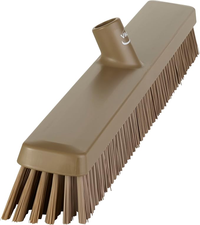 Vikan 319566 24" Heavy-Duty Push Broom, Soft/Stiff, Brown