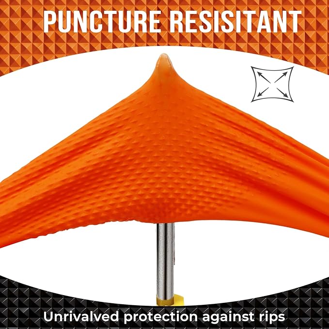 ANBOSON Orange 10 Mil Nitrile Gloves, Diamond Textured Grip, Extra Thick Heavy Duty Disposable, Latex-Free, Tear & Chemical Resistant, Multipurpose Gloves for Kitchen, Cleaning, Medium