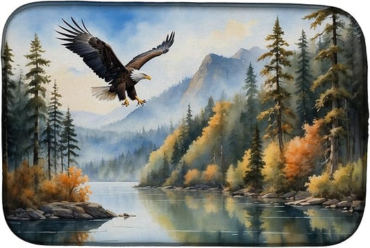 Caroline's Treasures Eagle in Flight Dish Drying Mat Absorbent Dish Drying Mat Pad for Kitchen Counter Dish Drainer Mat for Countertop, 14 x 21", Multicolor
