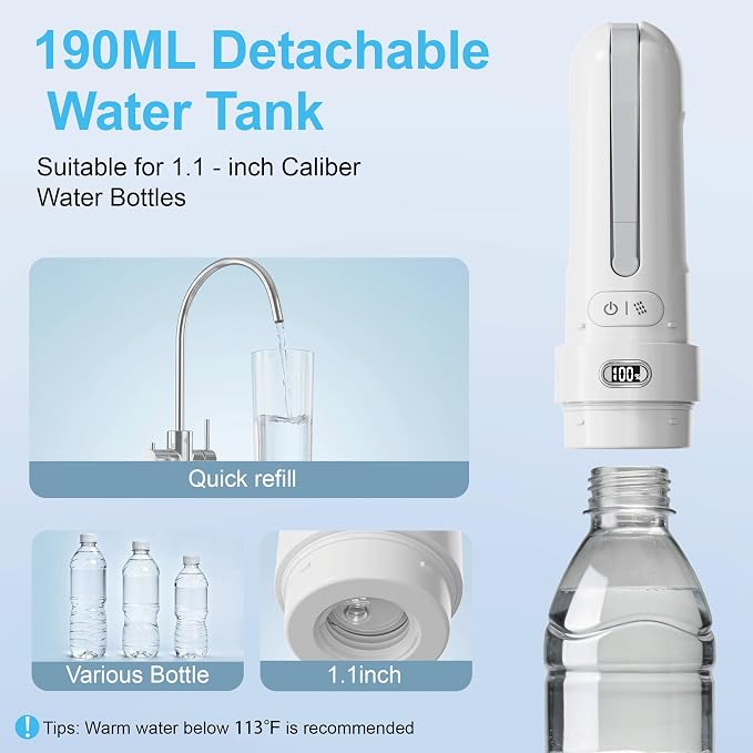 Electric Portable Bidet for Home & Daily Use, Whisper-Quiet Handheld Sprayer with 3 Pressure Modes, 1600mAh USB-C Rechargeable, IPX7 Waterproof (White)