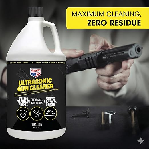 Ultrasonic Gun Cleaner Solution Concentrate + Free Cleaning Cloth | Makes 50 Gal. | Made in The USA | Gun Parts Cleaner for All Ultrasonic Machines | Highly Concentrated Firearm Cleaning Liquid