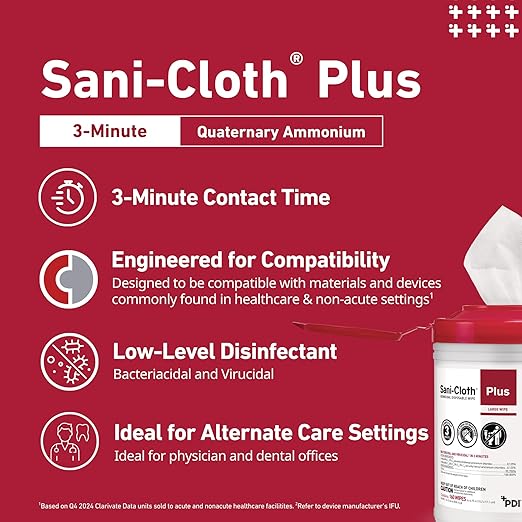 Sani-Cloth Plus Hard Surface Disinfectant Wipe, 160 Count, Q89072 - Case of 12 = 1920 Wipes