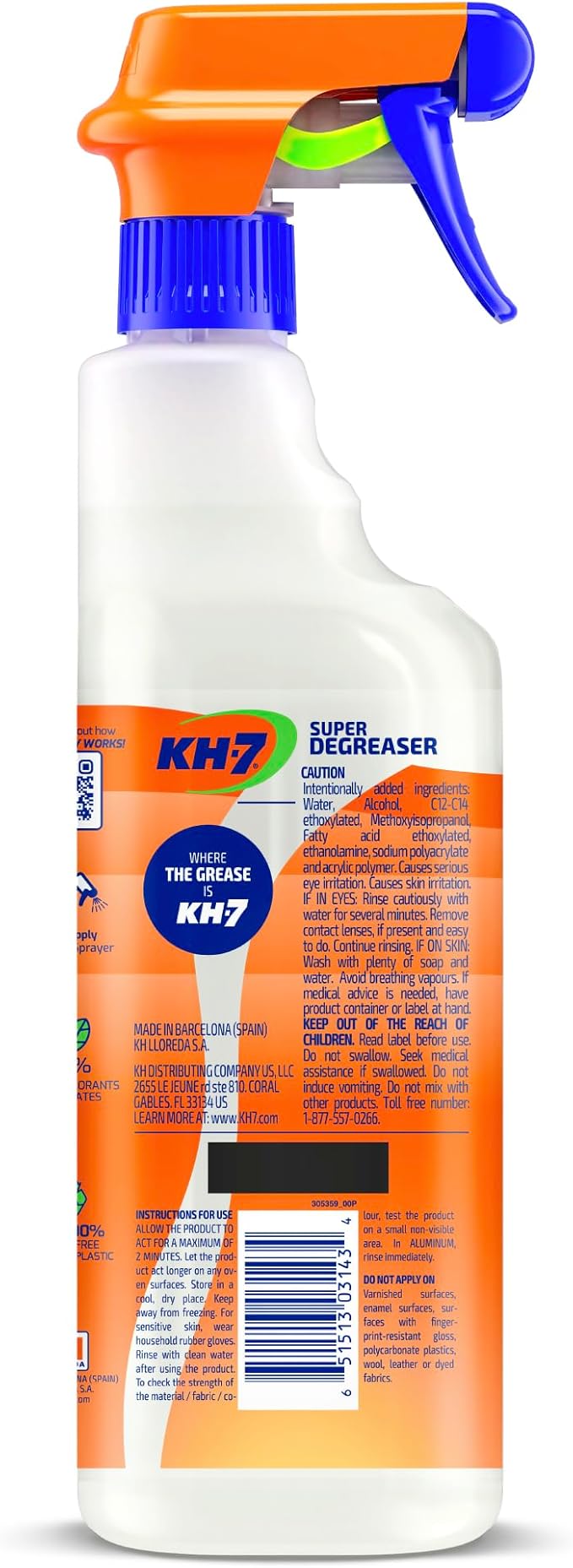 KH-7 Super Degreaser Multipurpose Cleaning Spray: The Heavy Duty All Purpose Cleaner for Your Home, Kitchen, Garage, Car & Laundry | Total Cleaner & Powerful Grease Remover, 26 oz (3 Pack)