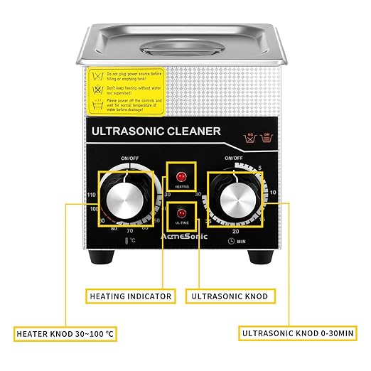 Commercial Ultrasonic Cleaner with Knob, 1.3L Professional Ultrasonic Cleaner, 40kHz with Heater and Timer for Tools, Jewelry, Watches, Glasses, Dentures, and Small Metal Parts