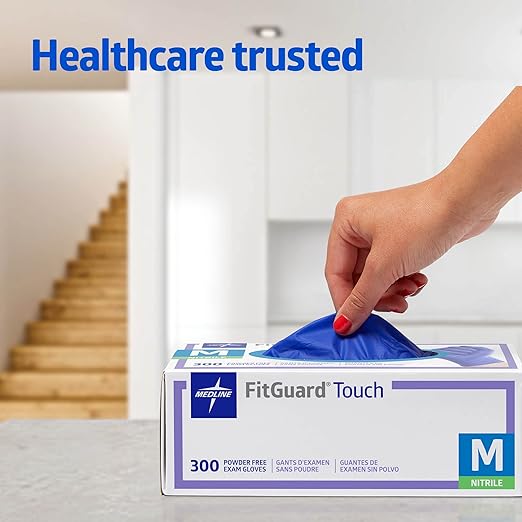 Medline FitGuard Touch Nitrile Exam Gloves, 3000 Count, Small, Powder Free, Disposable, Not Made with Natural Rubber Latex, Excellent Sense of Touch for Medical Tasks, Durable for Household Chores