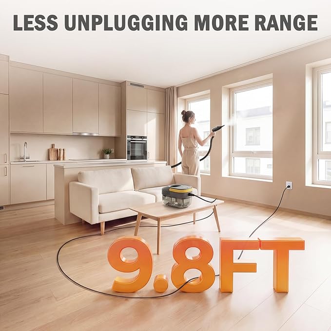 15 Accessories Steam Cleaner for Home,1.69QT Tank Handheld Steamer for Cleaning, Potable Pressurized Steam Cleaner for Grout, Car Detailing, Tile, Floor, Cloth