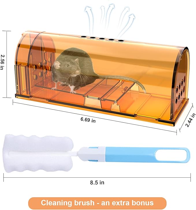 4 Pack Humane Mouse Traps Indoor for Home, Live Mouse Traps No Kill, Reusable Mice Small Rat Trap Catcher for House & Outdoors