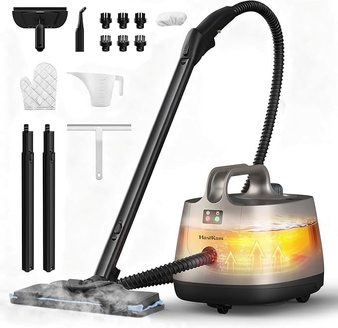 Steam Cleaner for Home, 293°F 58 PSI Powerful Multipurpose Handheld Steam Mop, 21 Attachments, 50Oz Capacity, Heavy Duty Steamer for Carpets, Floors, Cars, Tiles, Crack Cleaning, Turquoise
