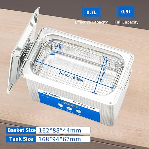 Ultrasonic Cleaner, 900ml Ultrasonic Jewelry Cleaner,Ultrasound Cavitation Machine Sonic Cleaner with Digital Timer for Cleaning,Jewelry, Parts,Dental Tool,Lab,Eyeglasses,etc.