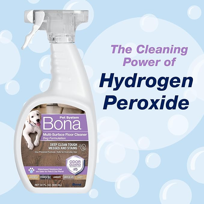 Bona Pet System Bundle for Dogs - Includes Premium Pet Microfiber Mop for Multi-Surface Floors + Bona Pet System Microfiber Sweeping Pad + Floor Cleaner, Dog Formulation 32 fl oz