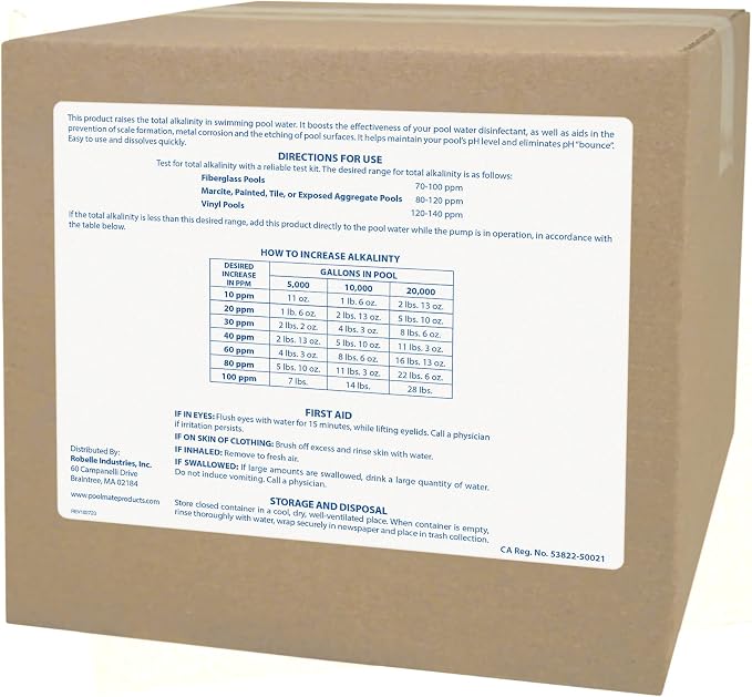 Pool Mate 20-Pounds Premium Alkalinity Increaser for Swimming Pools, 100% Sodium Bicarbonate