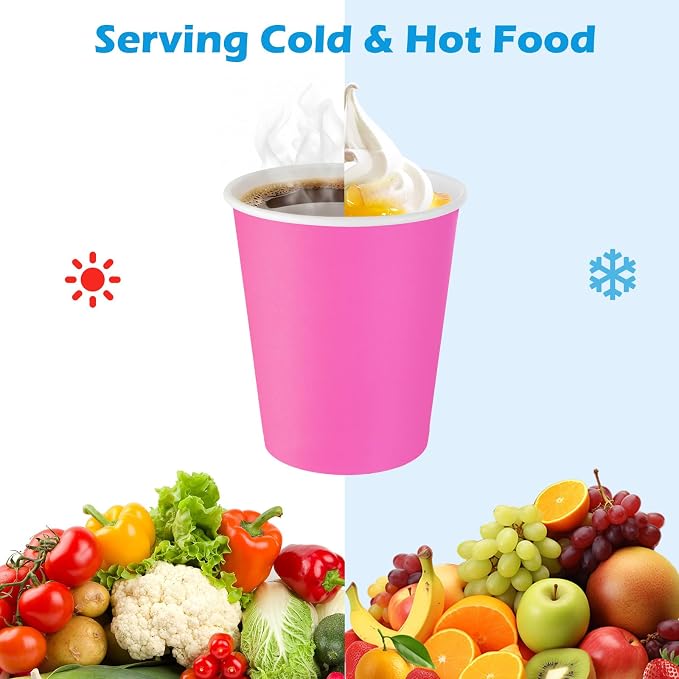 150 Pcs Colorful Disposable Paper Slushie Cups with Spoon Straws and Cocktail Drink Umbrellas, Hot Cold Food Paper Cups for Summer Hawaiian Pool Party, Sundae Ice Cream Party Supplies