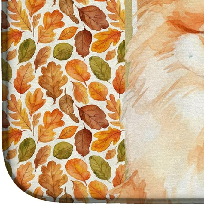 Caroline's Treasures Pomeranian Heirloom Fall Dish Drying Mat Absorbent Dish Drying Mat Pad for Kitchen Counter Dish Drainer Mat for Countertop, 14 x 21", Multicolor