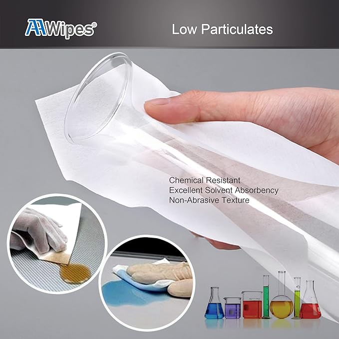 AAwipes Cleanroom Wipes Nonwoven Wipers Cellulose/Polyester Blend (12" x 12" 150PCS) for Lab, Electronics, Pharmaceutical, Printing and Semiconductor Industries (NW06812)