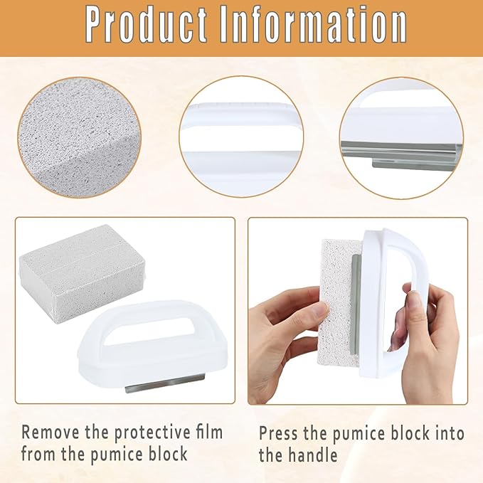 Heavy Duty Grill Cleaning Brick with Handle, Durable Griddle Pumice Stone Cleaning Blocks Removing Stains for Flat Top, Oven, Stove, BBQ Grates, Cookware (3)