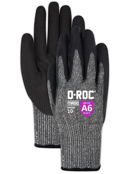 MAGID D-ROC ANSI A6 NitriX Palm Coated Touchscreen Gloves, 144 Pairs, Size 12/3XL, GPD820