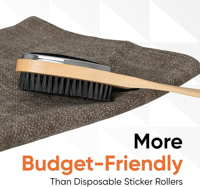 Superio Clothes Brush Garment Brush Pet Hair Remover 3 in 1 Lint Brush, Clothing Brush, and Shoe Horn for Suit, Wool Coat, Sweaters, Shoes, Double Sided Portable Depiller with Wood Handle (3) -Superio