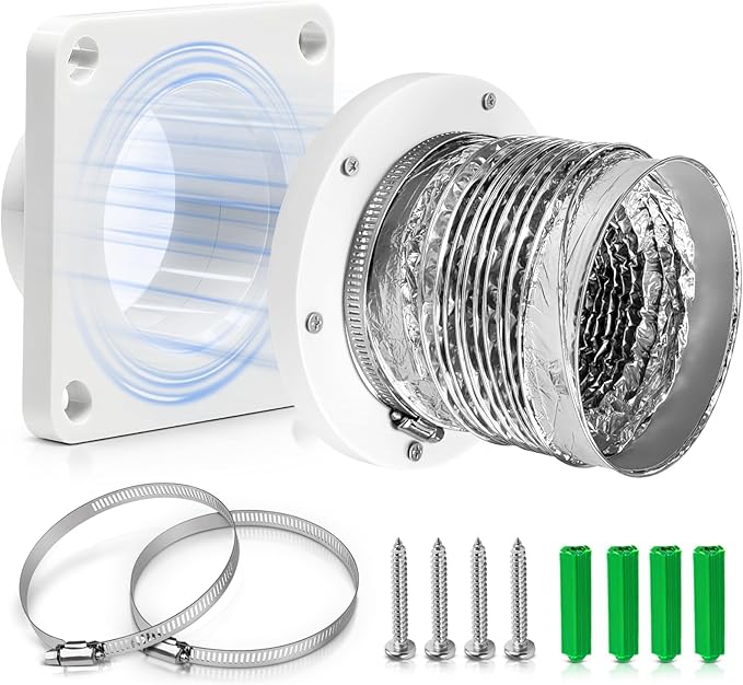 Magnetic Dryer Vent Coupling Strong Magnetic Self-connection，Suitable for Confined Paces Magnetic Dryer Vent Coupler with 4 inch Hose,Magnetic Dryer Vent Connector Kit Easy to Connect（WHITE)
