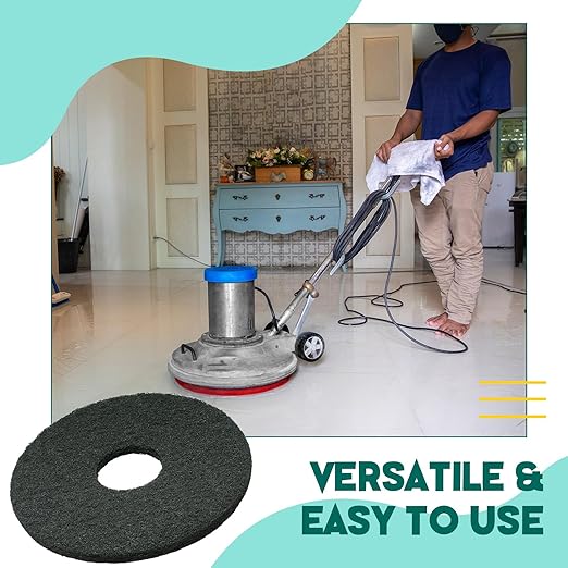 Teenyyou 12" Black Scrubbing Pads Commercial Cleaning Orbiter Pads-Maintenance Non Woven for Floor Buffer Machine 2 Pcs