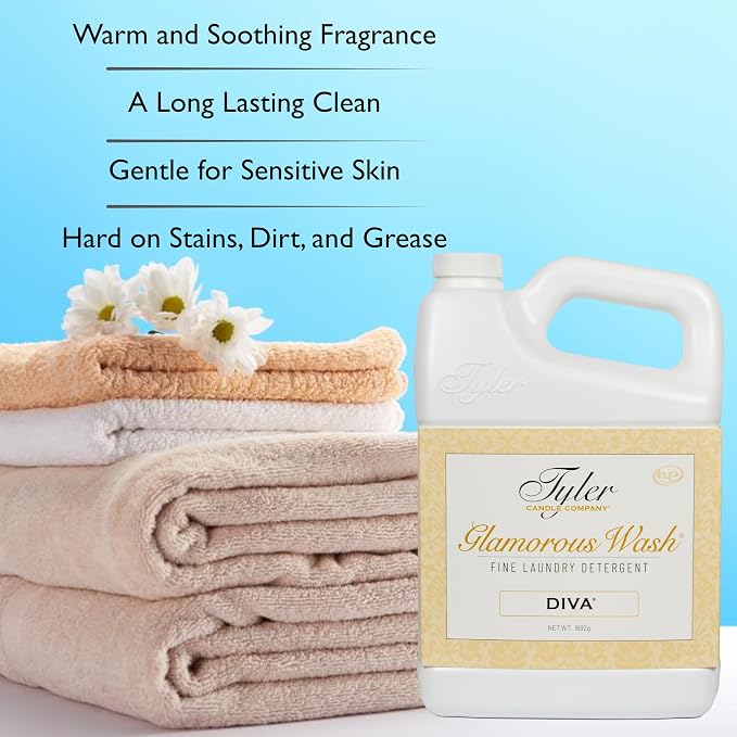 Lumintrail Tyler Glamorous Wash Diva Fine Laundry Detergent with Stain Remover Pen and Dryer Sachets - Liquid Detergent Designed for Clothing - Hand and Machine Washable - 64oz (Diva)