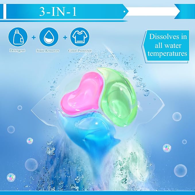 180 Count Laundry Detergent Pods Bulk Washing Machine Detergent Pods 3-in-1 Concentrated for Visible and Invisible Dirt, Fruity Aroma