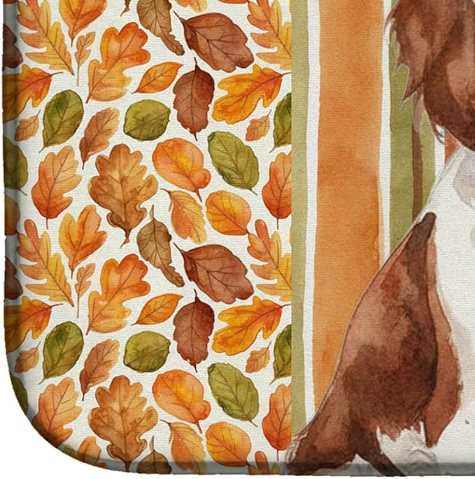 Caroline's Treasures Liver and White English Springer Spaniel Heirloom Fall Dish Drying Mat Absorbent Dish Drying Mat Pad for Kitchen Counter Dish Drainer Mat for Countertop, 14 x 21", Multicolor