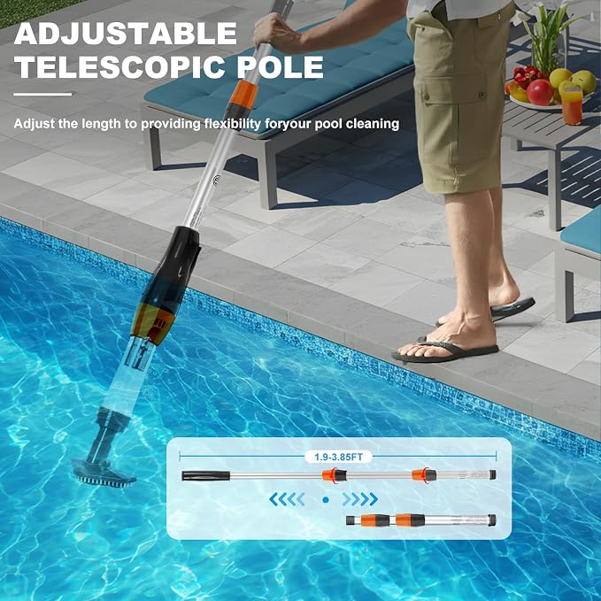 4 in 1 Cordless Rechargeable Small Pool Vacuum spa hot tub 90 Mins Running Time, 12 Gallons/Min Powerful Suction 2026 new