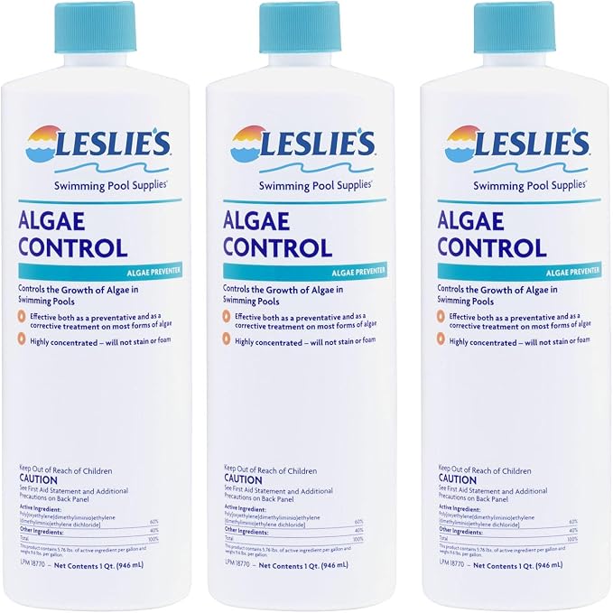 Leslie's Algae Control Preventer for Pools 1 Quart [3 Bottles] 14025
