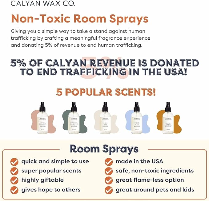 Calyan Wax Co. Indigo & Yuzu Room Spray - Non Toxic Air Freshener - Natural Room Deodorizer with Essential Oils - Air Freshener Spray for Home - 4 fl oz