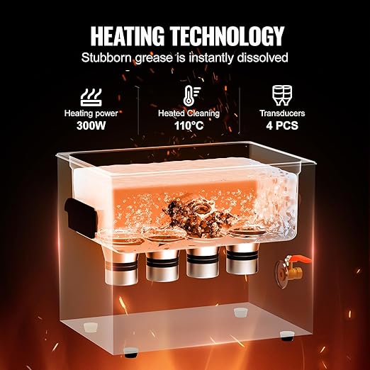 VEVOR 10L Sonic Cleaner with Heater Timer & Basket, Professional Digital Sonic Cavitation Machine, 240W Cleaning Machine for Lab Tools, Metal Parts, Carburetor, Brass, Auto Parts, Engine Parts