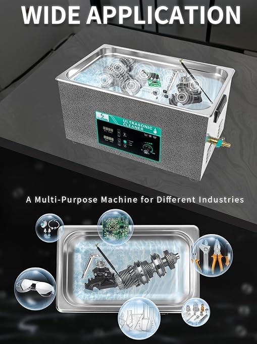 Ultrasonic Cleaner 20L with Adjustable Power & Sweep, 480W Ultrasonic Carburetor Cleaner, Digital Timer and Heater, Heavy-Duty Parts Cleaner for Industrial, Motorcycle, and Hardware Tools