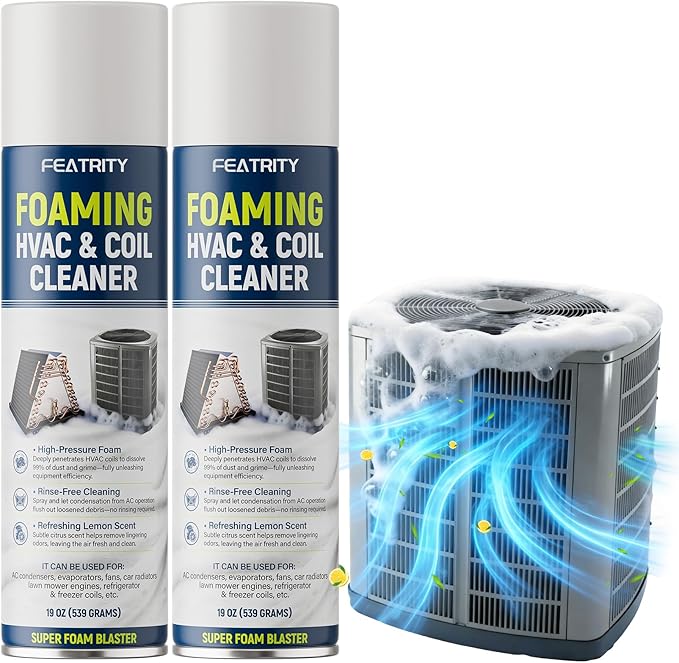 Foaming AC Coil Cleaner: No-Rinse Deep Cleaning Spray for Evaporator and Condenser Coils for Routine Household Air Conditioner Coil Maintenance and Airflow Support - 19 Oz