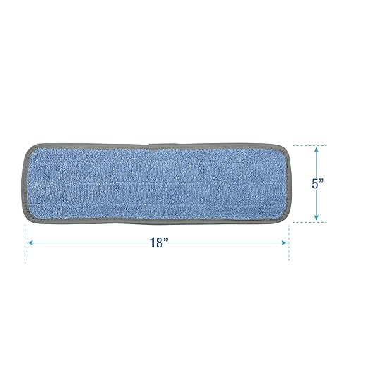 Boardwalk Microfiber Mop Head, Blue, 18 x 5, Split Microfiber, Hook and Loop Back, Dozen