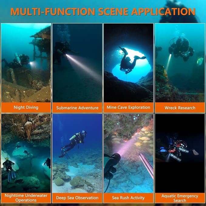 ORCATORCH D530 Dive Light 1500 Lumens SOS Signal Scuba Diving Flashlight, 7° Super Focus Beam, 3 Modes, IP68 Waterproof, 150M Underwater Torch for Night, Cave & Technical Diving (Upgraded)