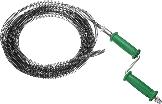 HARFINGTON Plumbing Drain Auger 3/8" (10mm) Dia. 39.4ft Manual Toilet Snake Flexible Drain Cleaner Tool with Drill Connector Spring Unclog Hair for Bathroom Kitchen Toilet Bathtub Sewer Sink