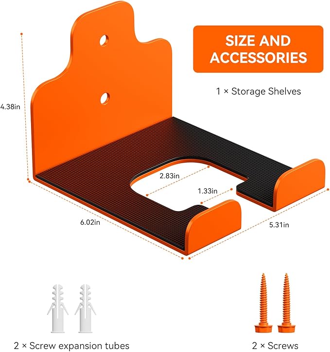 JNIHEEP Garage Organizer Trimmer Rack, Garden Power Tool Hanger Weed Whackers Holder Wall Mounted for Grass Trimmer, Hedge Trimmer, Garage Trimmer, Garden Tools,3 Pack(Orange)