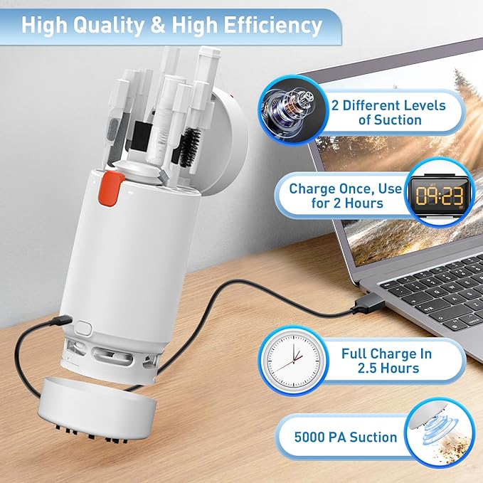 21-in-1 Keyboard Cleaning Kit with Mini Vacuum Cleaner Laptop Cleaning Kit Electronic Cleaner Brush Tool Kit Computer Keyboard Screen Cell Phone Cleaning Kit for Earbud PC Camera Cleaning Kit