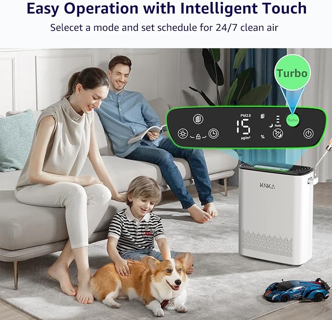 KNKA Air Purifiers APH3000 & KNKA Genuine APH3000 Air Purifier Replacement Filter, Supports HEPA Sleep Mode. High-Efficiency Air Filtration