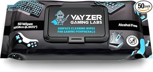 Gaming Peripheral Wipes, Keyboard Cleaner & Electronic Wipes, Safe for Controllers, Keyboards, Laptops, PCs & Mice – Alcohol-Free, Unscented, Paraben-Free, Cleaning Wipes - 50 Pack