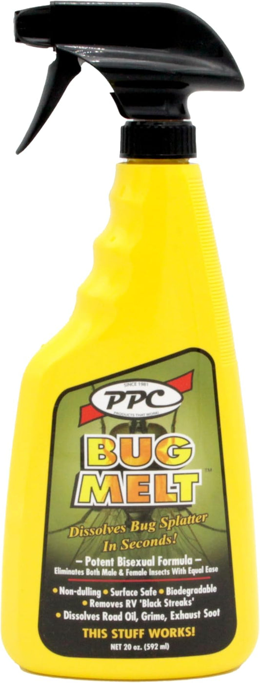 Bug Melt Cleaner, Biodegradable and Surface Safe Car Cleaner. Bug Remover for Exterior Care - Motorcycle, RV and Car Detailing Product for Road Oil, Exhaust Soot, and Bug Splatter.