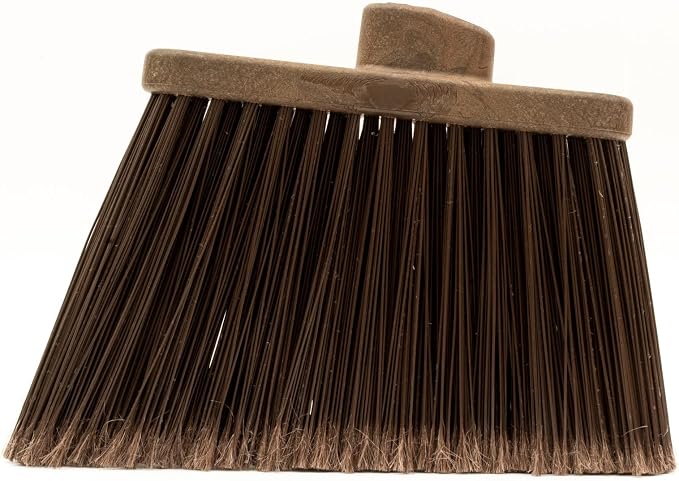 SPARTA Plastic Broom Head, Angled, Flagged for Small Debris Indoor, Outdoor, Home, Restaurant, Lobby, Office, 12 Inches, Brown