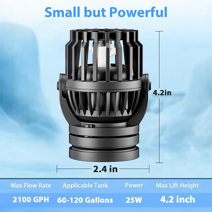Aquarium Wave Maker Adjustable with Controller Strong Magnetic Suction Base DC Powerhead for Fresh Salty Water Saltwater Tank Aquarium Water Circulation Pump for 65-130 Gallon Fish Tanks (23W/2100GPH)