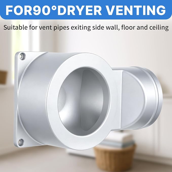 Magnetic Dryer Vent Connector Kit, DV90 Airtight Seal Coupling, 90-Degree Strong Magnet Quick Connection Self-Alignment Easy to Clean Included a 3.3 ft 4" Duct & 2 Clamps