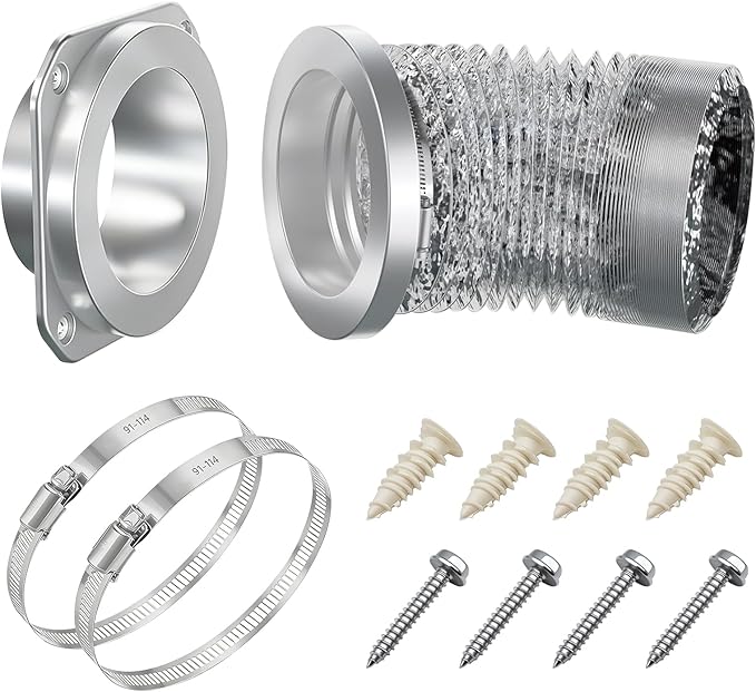 DV180 Magnetic Dryer Vent Coupling, Airtight Seal Dryer Vent Connector Kit, Easy to Clean, Quick Connect/Disconnect, Strong Magnet Self-Alignment, Includes 4" Duct and 2 Clamps