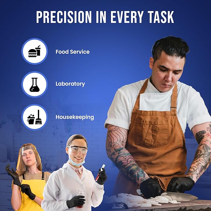 CLEAN SPACE PROJECT Black Nitrile Cooking Gloves, Heavy Duty 5.5 Mil, Disposable Food Grade, Latex Free Powder Free